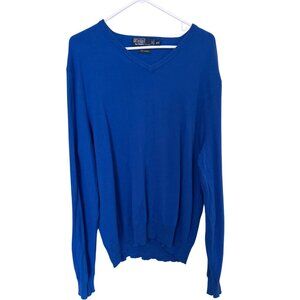 Polo Ralph Lauren Blue Cashmere V-Neck Sweater XXL READ Description